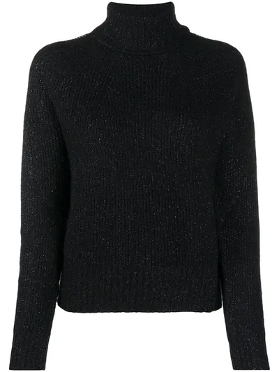 Liu •jo Embellished Lurex-knit Jumper In Black