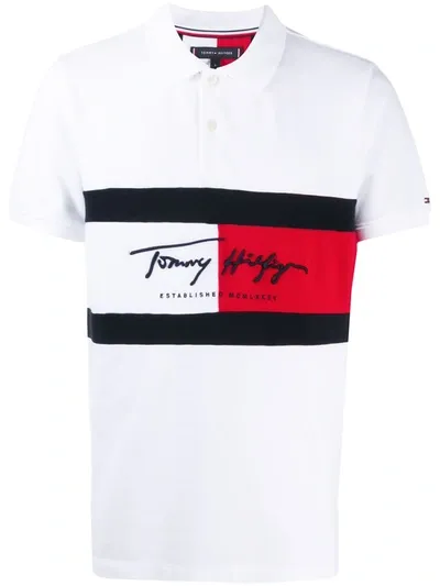 Tommy Hilfiger Logo-print Polo Shirt In White