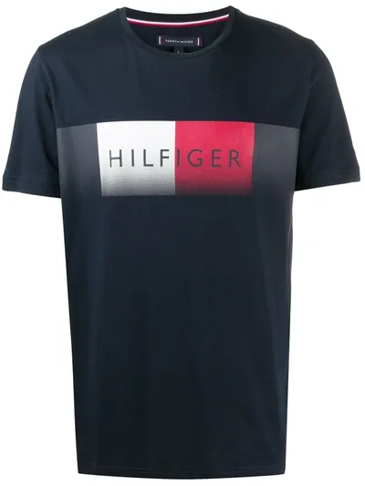 Tommy Hilfiger Logo-print Crew-neck T-shirt In Blue