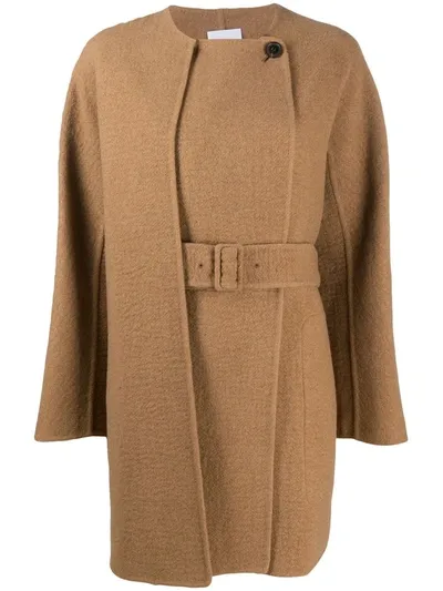 Agnona Cape-overlay Belted Coat In Neutrals