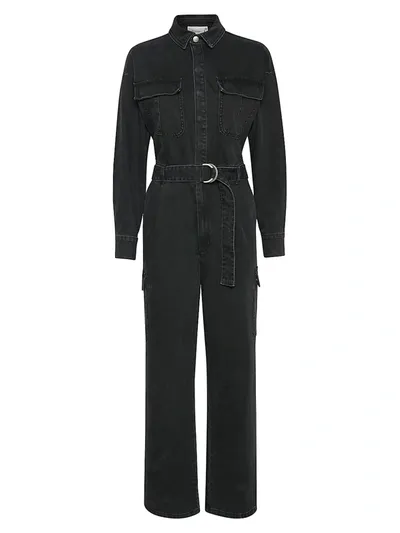 Gestuz Sofy Belted Utility Jumpsuit In Washed Black