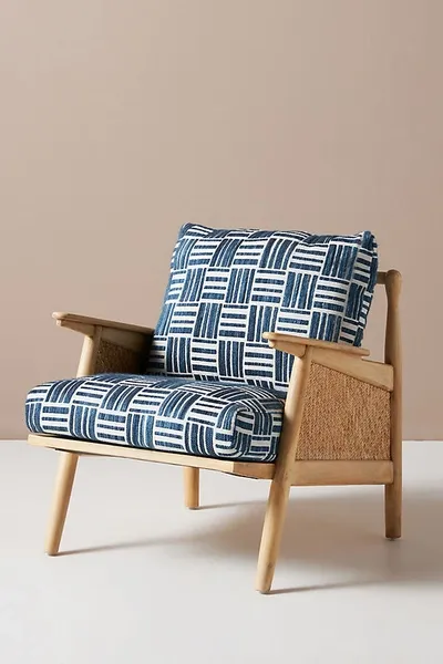 Anthropologie Indigo Cane Chair In Blue