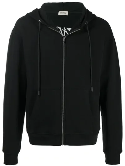 Zadig & Voltaire Graphic Print Zip-up Hoodie In Black