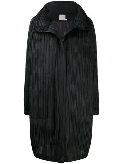 Issey Miyake Micro Pleat Duffle Coat In Black