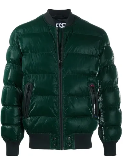 Diesel W-on-a Padded Jacket In Green