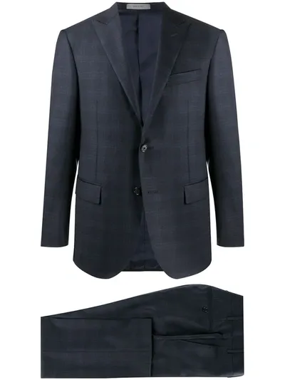 Corneliani Single-breasted Check Suit In Blue