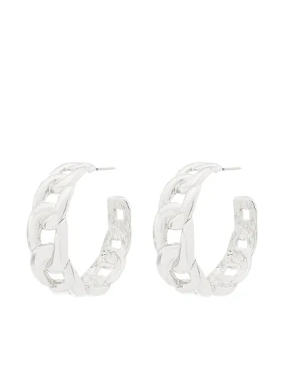 Kenneth Jay Lane Silver Tone Chain Link Hoop Earrings