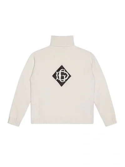 Dolce & Gabbana Kids' Logo Patch Turtleneck Jumper In White