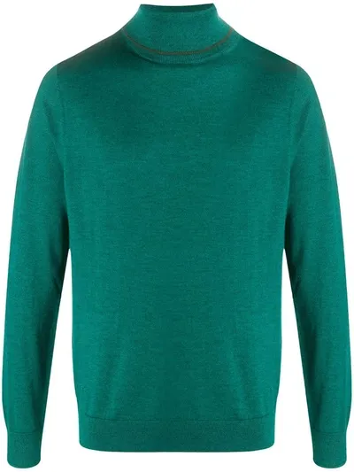 Paul Smith Fine Knit Roll Neck Sweater In Green