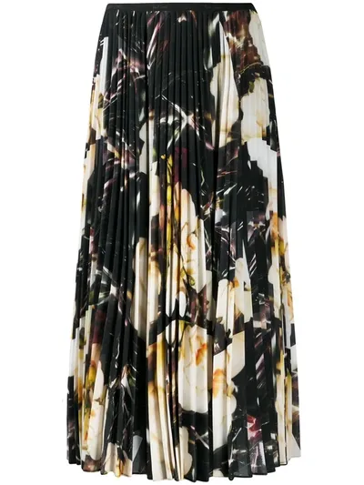 Paul Smith Orchid Print Long Skirt In Black