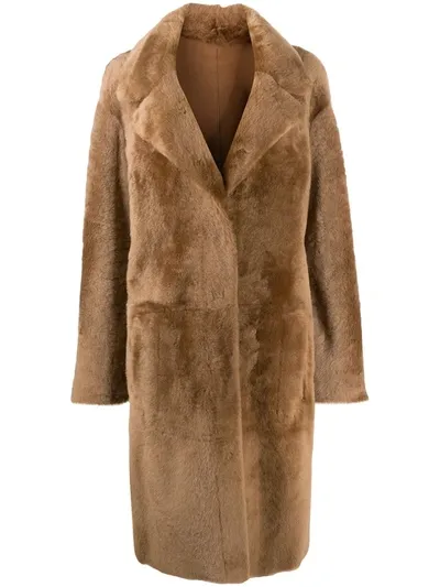 Drome Reversible Shearling Coat In Brown