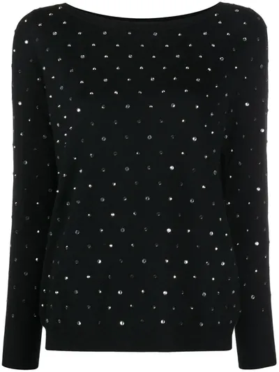 Liu •jo Sequin And Bead Embellished Jumper In Black