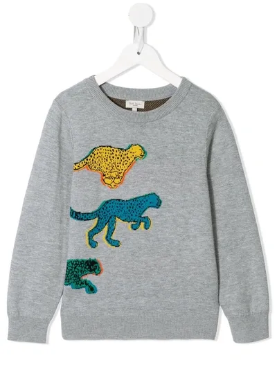 Paul Smith Junior Kids' Cheetah Print Sweatshirt In Grey