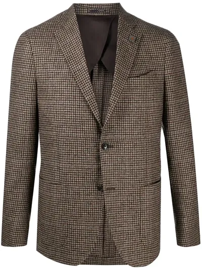 Lardini Tweed Single-breasted Blazer In Neutrals