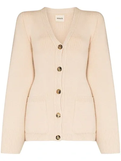 Khaite Lucy Cashmere Knitted Cardigan In Neutrals