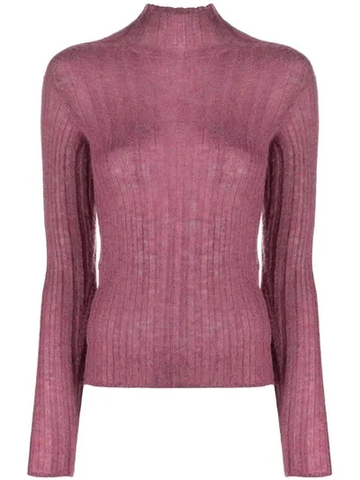 Ambush Ribbed High Neck Jumper In Pink