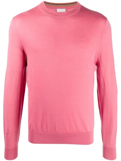 Paul Smith Round Neck Merino Knit Jumper In Pink