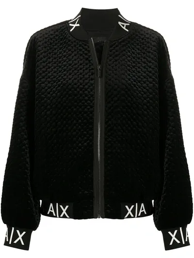 Armani Exchange Textured Bomber Jacket In Black