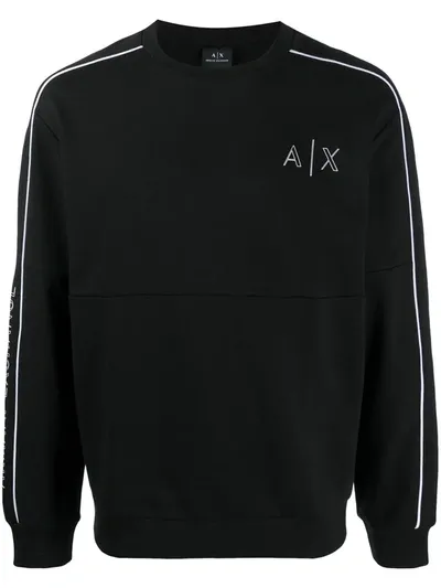 Armani Exchange Logo-print Rib-trimmed Sweatshirt In Black