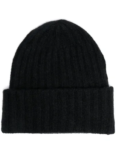 Roberto Collina Ribbed Beanie Hat In Black