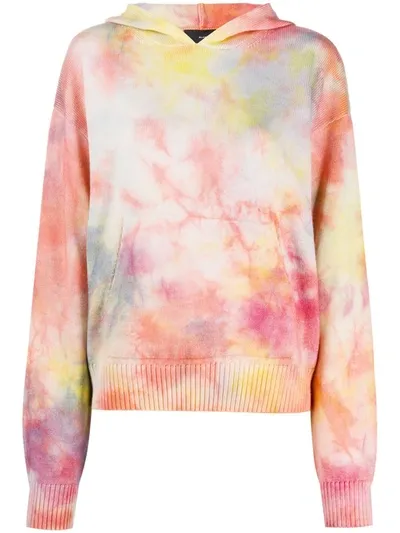 Alanui Tie-dye Knitted Hoodie In Pink