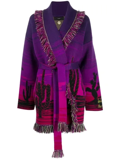 Alanui Printed Wrap Cardigan In Purple