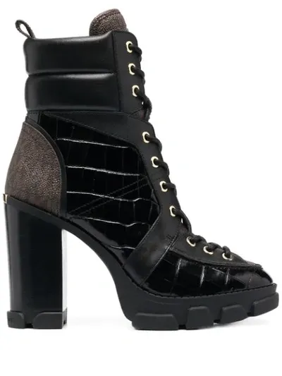 Michael Michael Kors Ridley 110 Mm Lace-up Leather Boots In Black