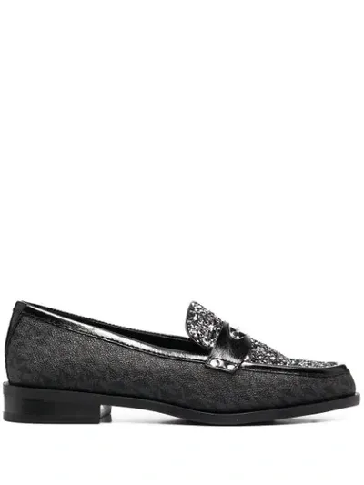 Michael Michael Kors Glitter-effect Loafers In Black