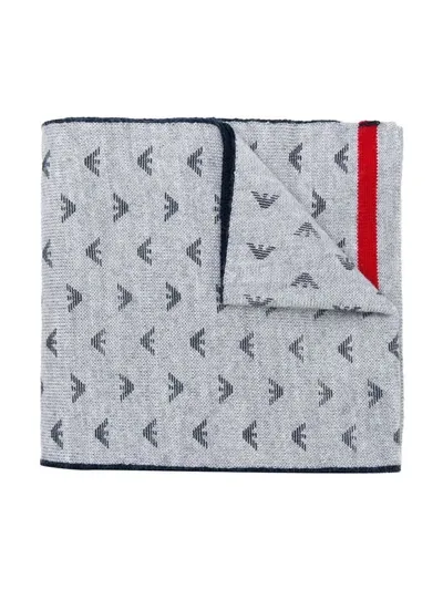 Emporio Armani Babies' All Over Logo Scarf In Grey