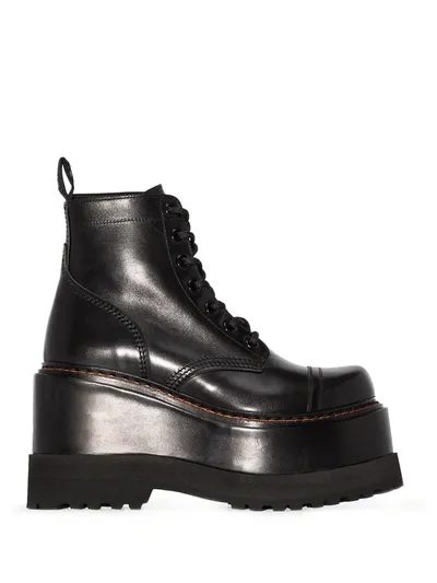 R13 Platform-sole 105mm Combat Boots In Black