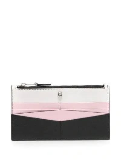 Alexander Mcqueen Colour Block Zip Wallet In Black