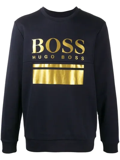 Hugo Boss Logo Print Sweatshirt In Blue