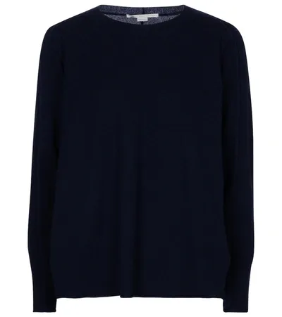 Stella Mccartney Button-embellished Wool And Silk-blend Sweater In Blue