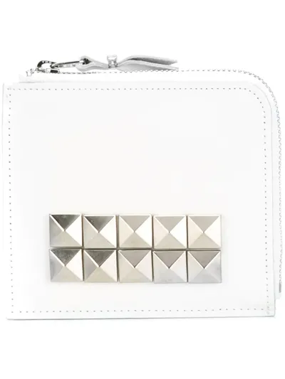 Comme Des Garçons Studded Leather Zip Wallet In White