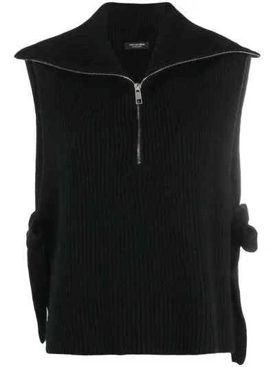 Yves Salomon Sailor-collar Ribbed Sweater Vest In Grey