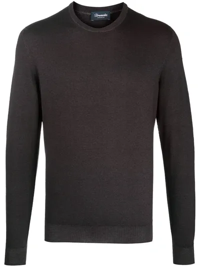 Drumohr Fine-knit Crew-neck Jumper In Brown