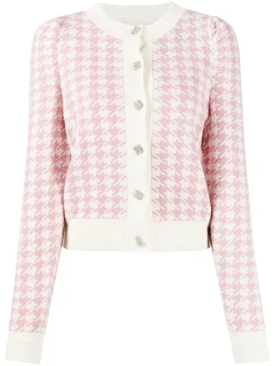 Giuseppe Di Morabito Crystal-button Houndstooth Cardigan In White