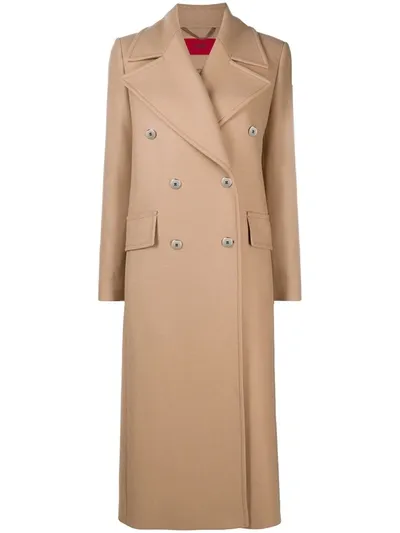 Hugo Double-breasted Trench Coat In Neutrals