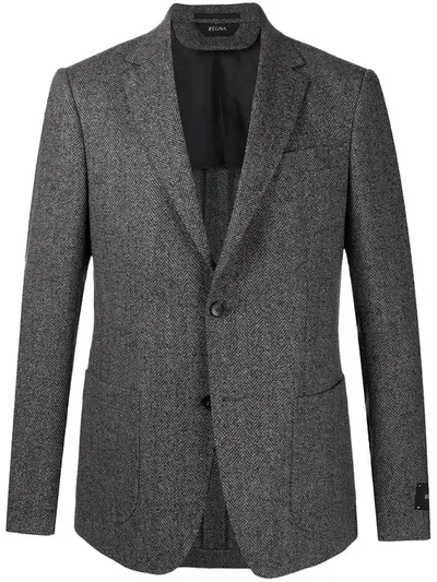 Z Zegna Single-breasted Blazer Jacket In Grey