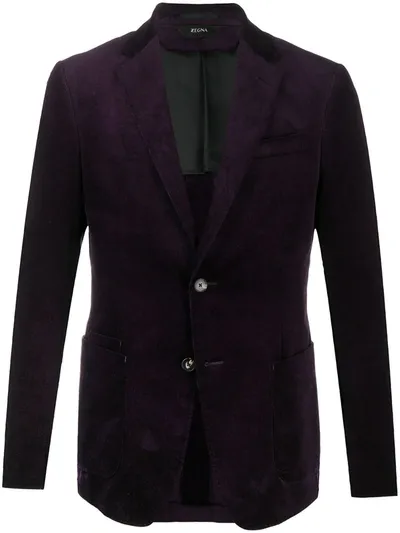 Z Zegna Peak-lapel Single-breasted Blazer Jacket In Purple