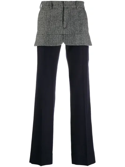 Stefan Cooke Tailored Contrast Panel Trousers In Blue