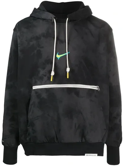 Nike Graphic-print Tie-dye Hoodie In Black