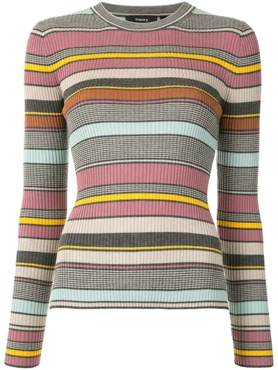 Theory Striped Knit Jumper In Multicolour