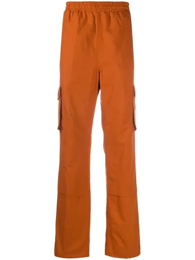 Fila Embroidered-logo Cargo Trousers In Orange