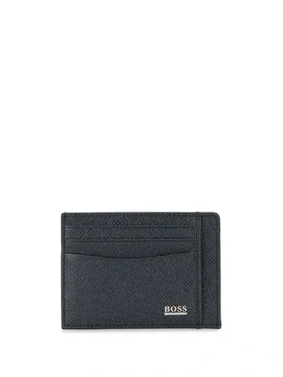 Hugo Boss Logo Plaque Cardholder In Blue