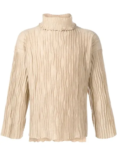 Sulvam Pleated Roll-neck Jumper In Brown