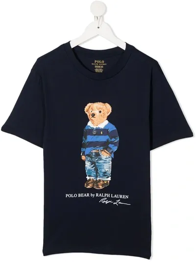 Ralph Lauren Kids' Bear Logo Short-sleeve T-shirt In Blue