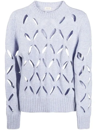 Stefan Cooke Pointelle-knit Jumper In Purple