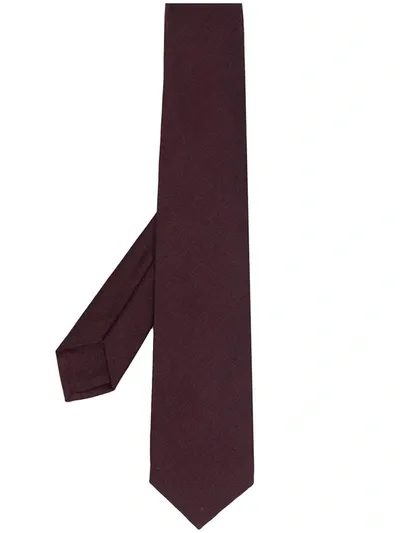 Barba Woven Embroidered Tie In Purple