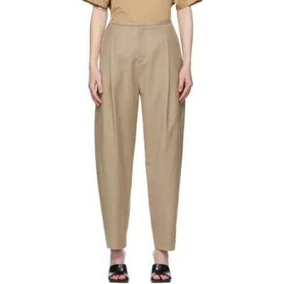 Totême Wool-blend Flannel Straight-leg Pants In Beige